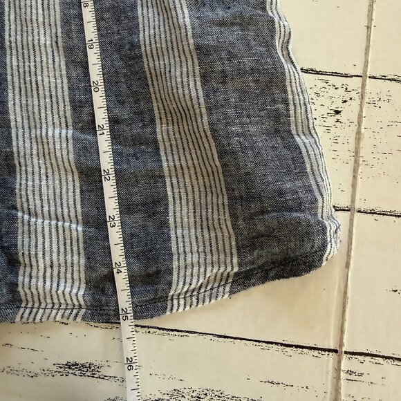 Old Navy Women's Linen Blend Striped Split Neck Top - Picture 12 of 12